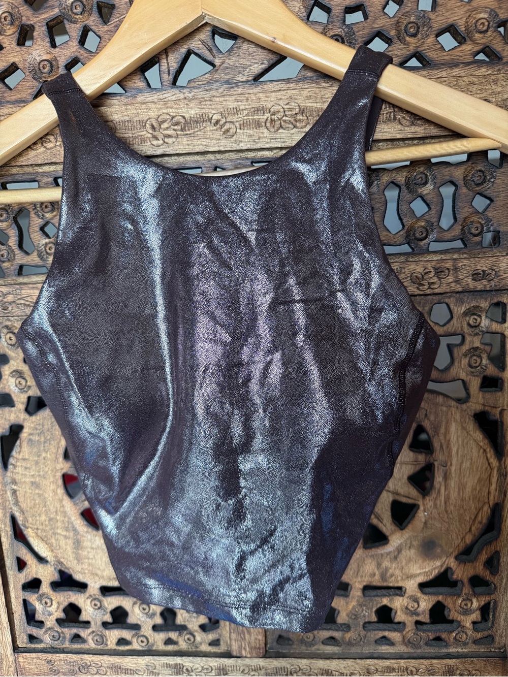 lululemon Metallic Brown Shimmer Crop Tank SZ 2